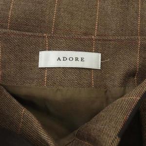 ADORE ツィーディーガンクラブスカート 台形 チェック イレギュラーヘム イレヘム リボンベルト付き ブラウン