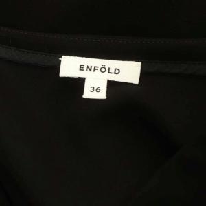 ENFOLD PEドライクロス ランダムドレーププルオーバー カットソー Vネック 長袖 フレア 36 黒 ブラック