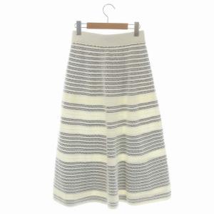 kate spade new york 22SS striped knit skirt ニットスカート ロング フレア S ホワイト ネイビー
