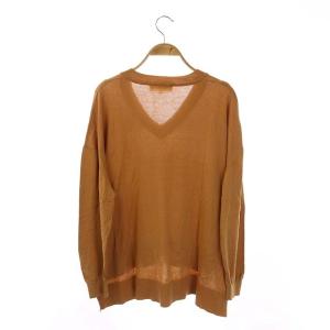 ENFOLD シルク Vネック ニット セーター 長袖 ドロップショルダー 38 ライトブラウン