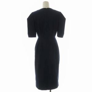 ADORE 半袖ワンピース ロング タイト タック 36 ネイビー