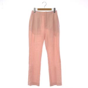 リネン 裾スリット タックパンツ ハイライズ 36 ピンク