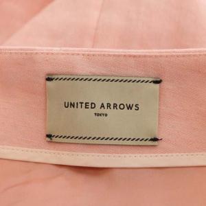 UNITED ARROWS リネン 裾スリット タックパンツ ハイライズ 36 ピンク