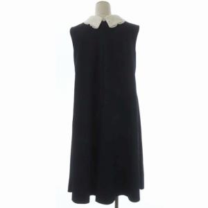 René basic 襟切替デニムライクワンピース ロング ノースリーブ 36 ネイビー