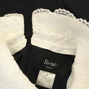 René basic 襟切替デニムライクワンピース ロング ノースリーブ 36 ネイビー