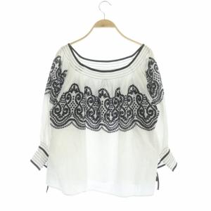 Diagram GRACE CONTINENTAL 22SS ブラウス ステッチギャザー シルク混 36 ホワイト