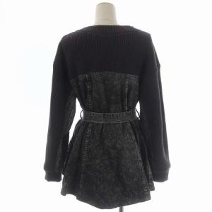 GRACE CONTINENTAL 22SS ニット セーター 長袖 プルオーバー 切替 デニム フレア ベルト付き 36 ダークグレー