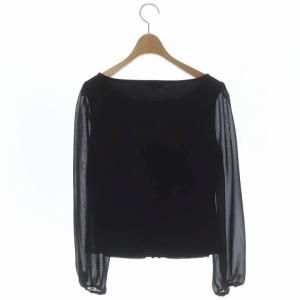 EPOCA 袖シースルー装飾ブラウス カットソー プルオーバー 長袖 切替 40 ブラック