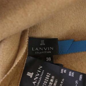 LANVIN コレクション 切り替え ニットワンピース フレア ハイネック ミモレ丈 ウール 長袖 38 キャメル