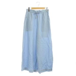 20AW クロップドワイドパンツ イージー リネン混 36 水色 ライトブルー