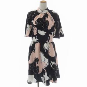 ボリュームスリーブワンピース 馬柄 ギャザー 4 マルチカラー