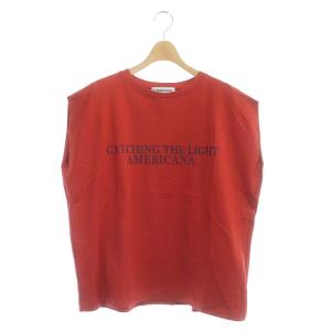 × americana カットソー フレンチスリーブ ロゴ プリント レッド ブラック