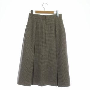 ANAYI ガンクラブチェックBOXタック スカート プリーツ ミモレ丈 ロング 36 茶 紺 ベージュ ブラウン ネイビー