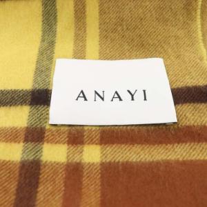 ANAYI ストール マフラー カシミヤ チェック F イエロー ブラウン