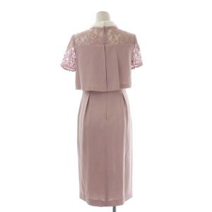 Diagram GRACE CONTINENTAL オーガン刺繍衿ワンピース タイト タック ミモレ丈 ロング ビジュー装飾 レース 半袖 36 ピンク