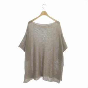 Spick&Span 22SS ペーパーヤーンルーズ プルオーバー サマーニット カットソー 五分袖 ボートネック モカ