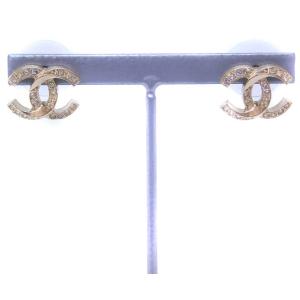 CHANEL ピアス ラインストーン ココマーク ゴールドカラー