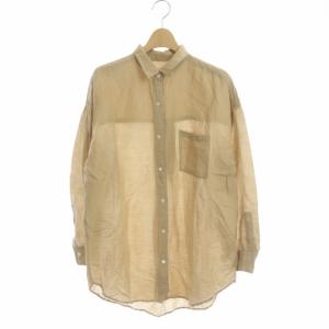 20SS リネンリヨセル オーバーシャツ ブラウス チュニック 長袖 36 ベージュ