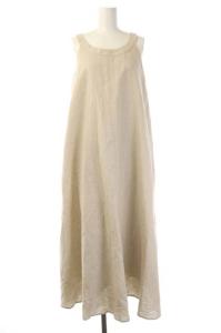 21SS リネンコットンホルターネックワンピース ロング フレア ベージュ