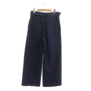 IENA 22SS IENA PE ストレッチサージベルテッドパンツ ワイド 38 紺 ネイビー