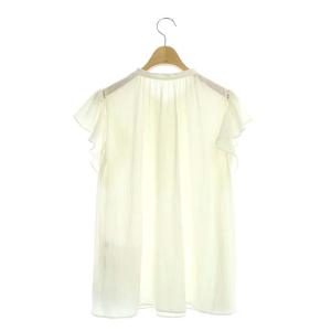 SHIPS 22SS ブラウス フレンチスリーブ プルオーバー カッセンハシゴレース ギャザー バンドカラー 比翼仕立て アイボリー