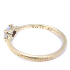 agete ピンキーリング 3号 ダイヤモンド 0.016ct オパール K18 ゴールド