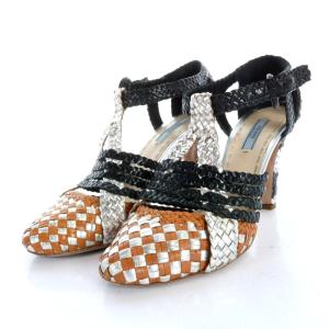 サンダル 編み込み レザー メッシュ ストラップ 37 マルチカラー