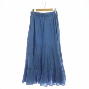 21SS コットンボイルスカート ティアード フレア ロング 36 ブルー