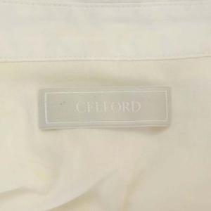 CELFORD 21SS シャツワンピース 半袖 パフスリーブ タックディティール フレア ひざ丈 比翼仕立て 36 白 ホワイト