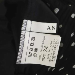 ANAYI ワンピース プリーツ フレア ドット ショートハイネック ベルトリボン 34 ブラック