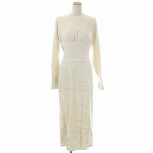 Backopen Linen Dress ワンピース タイト バックオープン クルーネック 38 アイボリー