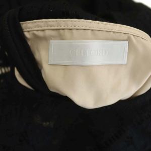 CELFORD メッシュレースワンピース フレア ギャザー 花柄刺繍 長袖 ロング 36 ブラック