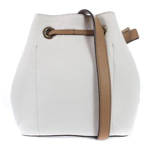 FURLA コスタンザ ショルダーバッグ 巾着 レザー ロゴ ホワイト ブラウン