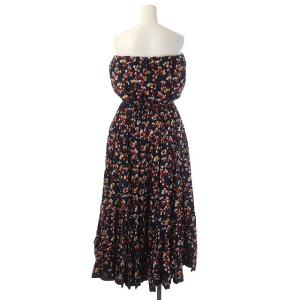 MARIHA 草原の夢のドレス ワンピース ベアトップ ロング 花柄 F 紺 白 赤 ネイビー ホワイト レッド