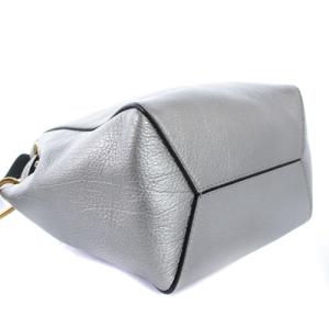 MARC JACOBS 巾着 レザーショルダーバッグ ロゴ シルバー色