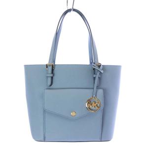 ジェット セット JET SET ミディアム ポケット トートバッグ レザー ブルー 水色