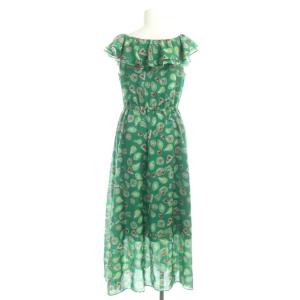 GRACE CONTINENTAL 22SS フルーツプリントフリルワンピース ロング 総柄 36 緑 グリーン