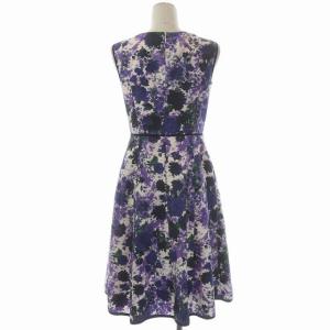 TOCCA 20AW LOVE GARDEN ドレスワンピース ノースリーブ ミモレ丈 フレア 総柄 0 パープル