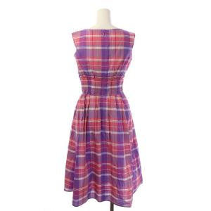 TOCCA 洗える PETIT PARADISE ドレス ワンピース ロング ノースリーブ チェック柄 シャーリング ギャザー 0 ピンク