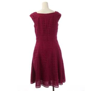 TOCCA DICE ドレス ワンピース ロング ミモレ丈 ノースリーブ パンチングレース フレア 0 ラズベリー