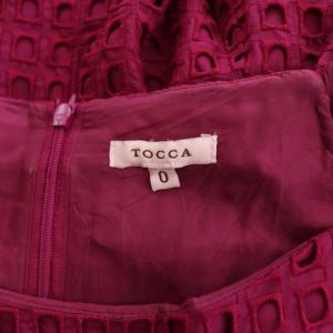 TOCCA DICE ドレス ワンピース ロング ミモレ丈 ノースリーブ パンチングレース フレア 0 ラズベリー