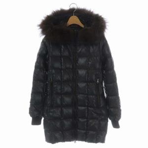 ファー付Cirene ダウンコート アウター ミドル丈 ジップアップ 38 ブラック
