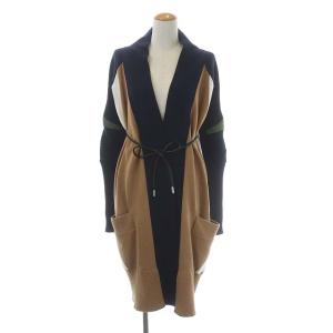 20年製 long line knitted カーディガン 2 紺 茶