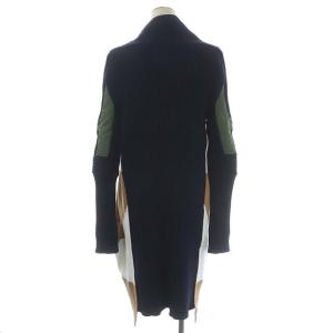 sacai 20年製 long line knitted カーディガン 2 紺 茶