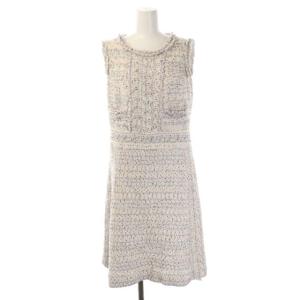 ファンシーツイードミックスツイードドレス ワンピース ロング ノースリーブ 台形 40 ピンク