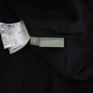 MARGARET HOWELL タックフレアスカート ロング プリーツ シルク 2 黒 ブラック