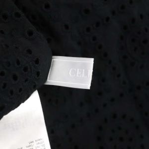 CELFORD 21SS バックリボンコットンエンブブラウス カットソー リボン 五分袖 38 ブラック