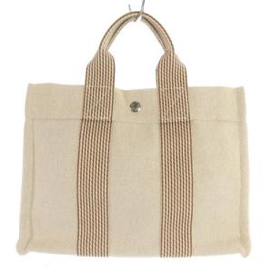 HERMES ニューフールトゥPM ハンドバッグ キャンバス べージュ
