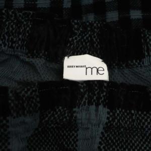 me ISSEY MIYAKE フロッキー ギンガムチェック スカート ロング フレア ベロア グレー ブラック