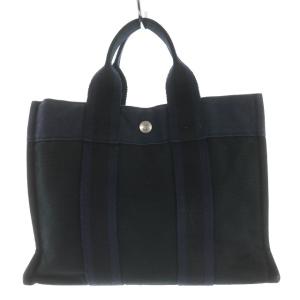 HERMES フールトゥPM キャンバス トートバッグ ブラック